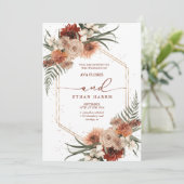 Tijdloze Modern Twist Terracotta Lijst bruiloft Kaart (Staand voorkant)