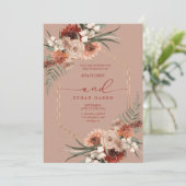 Tijdloze Modern Twist Terracotta Lijst bruiloft Kaart (Staand voorkant)