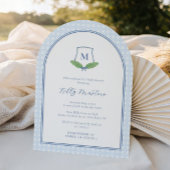 Tijdloze Moderne Boog Monogram Baby Boy Shower Kaart