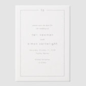 Tijdloze moderne bruiloft Save the Date Vellum Uitnodigingen (Voorkant)