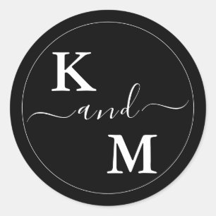 Tijdloze Moderne Minimalistische Trouw Monogram Ronde Sticker