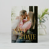 Tijdloze modus ECHTE FOLIE Save The Date Kaart (Staand Voorkant)