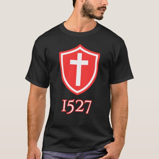 Tijdloze moed: 1527 Shield T-shirt (Voorkant)