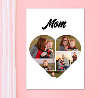 Tijdloze Moeder Hart Vorm Familie Fotocollage Poster
