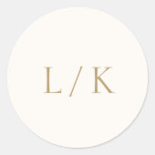 Tijdloze Monogram Ivoor en Goud Elegante Huwelijk Ronde Sticker (Voorkant)