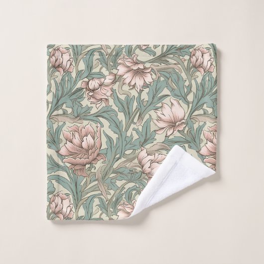 Tijdloze Morris Geïnspireerd Pastel Bloemen Aangep Bad Handdoek (Wasdoekje)