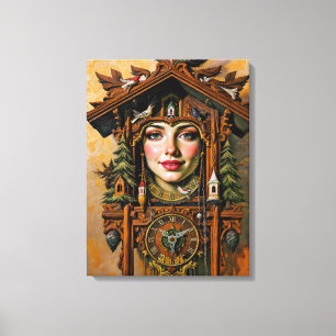 “Tijdloze Muze” – Een Koekoeksklok Portret Canvas Afdruk