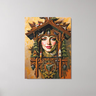 “Tijdloze Muze” – Een Koekoeksklok Portret Canvas Afdruk