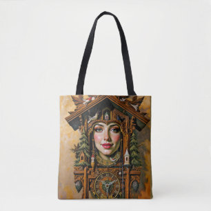 “Tijdloze Muze” – Een Koekoeksklok Portret Tote Bag