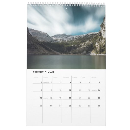 Tijdloze natuur landschapsfotokalender kalender (Feb 2026)