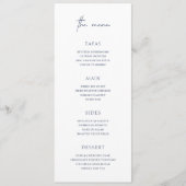 Tijdloze Navy Blauwe Elegante Bruiloft Menu (Voorkant)
