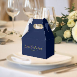 Tijdloze Navy Blauwe en Gouden Bruiloft Bedankdoosjes