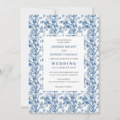 Tijdloze Navy Blauwe Toile Trouwuitnodiging Kaart (Voorkant)