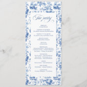 Tijdloze Navy Rozen Florale Toile Huwelijksprogram Programmakaart (Achterkant)