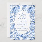 Tijdloze Navy Rozen Save the Date Trouwkaart Aankondiging (Voorkant)