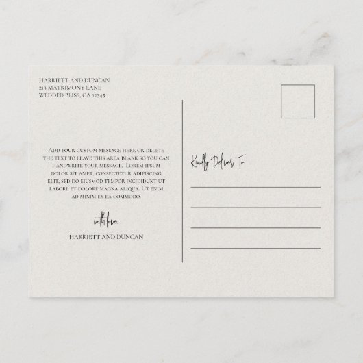 Tijdloze Neutral Beige Elegante bruiloft Bedankt Briefkaart (Achterkant)