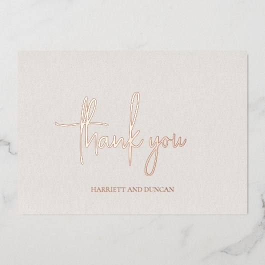 Tijdloze Neutral Beige Elegante bruiloft Bedankt Folie Uitnodiging (Voorkant)