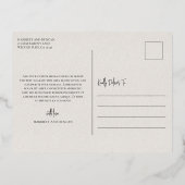 Tijdloze Neutral Beige Elegante bruiloft Bedankt Folie Uitnodiging Briefkaart (Achterkant)