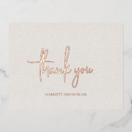 Tijdloze Neutral Beige Elegante bruiloft Bedankt Folie Uitnodiging Briefkaart