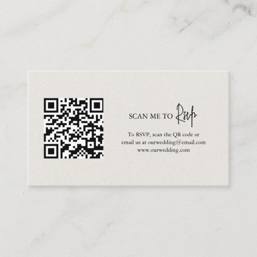 Tijdloze Neutral Beige QR-code Elegante bruiloft Informatiekaartje (Voorkant)