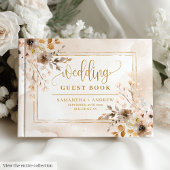 Tijdloze Neutral Gold Floral Wedding Guest Book Gastenboek