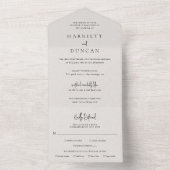 Tijdloze neutrale beige elegante bruiloft all in one uitnodiging (Binnen)