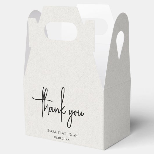 Tijdloze neutrale beige elegante bruiloft bedankdoosjes (Geopend)
