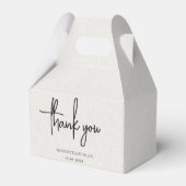 Tijdloze neutrale beige elegante bruiloft bedankdoosjes (Voorkant Zijde)
