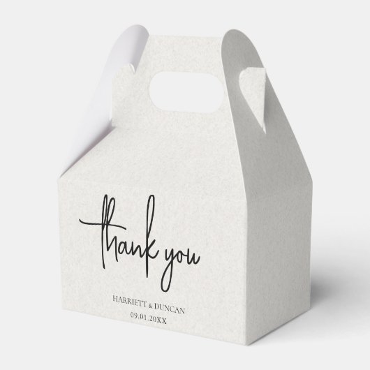 Tijdloze neutrale beige elegante bruiloft bedankdoosjes (Voorkant Zijde)