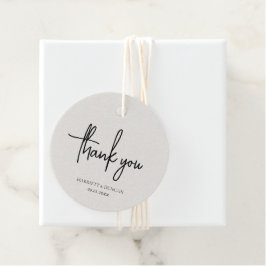 Tijdloze Neutrale Beige Elegante Bruiloft Bedankjes Labels