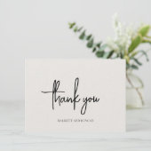 Tijdloze neutrale beige elegante bruiloft bedankkaart (Staand voorkant)