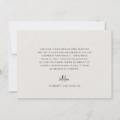 Tijdloze neutrale beige elegante bruiloft bedankkaart (Achterkant)