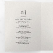 Tijdloze neutrale beige elegante bruiloft drieluik uitnodiging (Binnenzijde eerst)