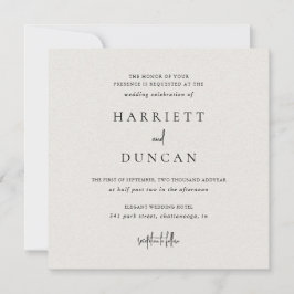 Tijdloze neutrale beige elegante bruiloft kaart