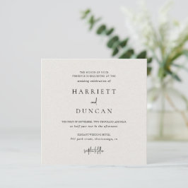 Tijdloze neutrale beige elegante bruiloft kaart
