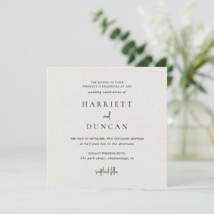 Tijdloze neutrale beige elegante bruiloft kaart