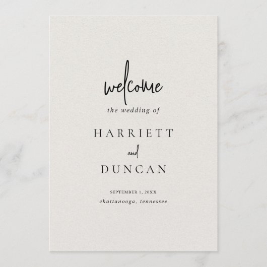 Tijdloze neutrale beige elegante bruiloft programmakaart (Voorkant)