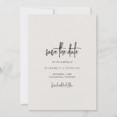 Tijdloze neutrale beige elegante bruiloft save the date (Voorkant)