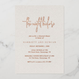Tijdloze neutrale beige elegante repetitiediner ui folie uitnodiging