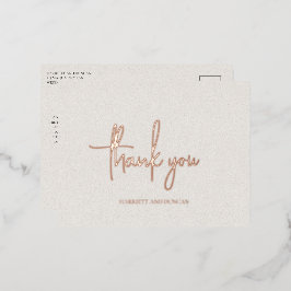 Tijdloze Neutrale Beige Elegante Trouw Dank Je Folie Uitnodiging Briefkaart