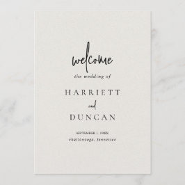 Tijdloze Neutrale Beige Elegante Trouw Programmakaart