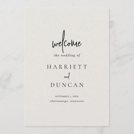 Tijdloze Neutrale Beige Elegante Trouw Programmakaart (Voorkant)