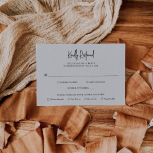 Tijdloze Neutrale Beige Elegante Trouw RSVP Kaartje