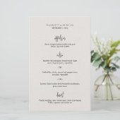 Tijdloze Neutrale Beige Elegante Trouwmenu (Staand voorkant)