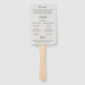 Tijdloze Neutrale Beige Elegante Trouwprogramma Handwaaier (Achterkant)