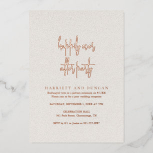 Tijdloze neutrale beige elegante trouwreceptie folie uitnodiging