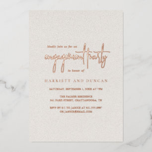 Tijdloze Neutrale Beige Elegante Verloving Feest Folie Uitnodiging