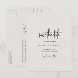 Tijdloze Neutrale Beige Trouw Save the Date Aankondigingskaart