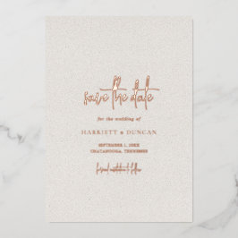 Tijdloze Neutrale Beige Trouw Save the Date Folie Uitnodiging