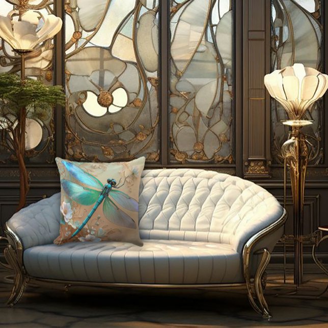 Tijdloze Nouveau Elegante Libelle Kussen (Creator heeft geüpload)